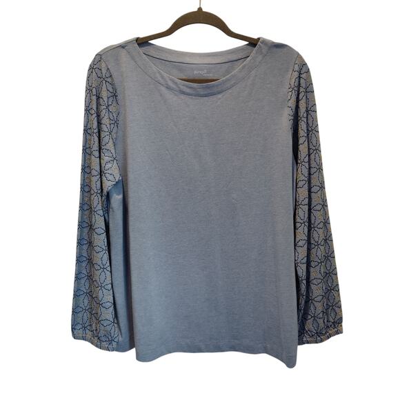 J. Jill Women's Sz L Petite Pure Jill Elements Embroidered Sleeve Boat Neck Top - Picture 1 of 6